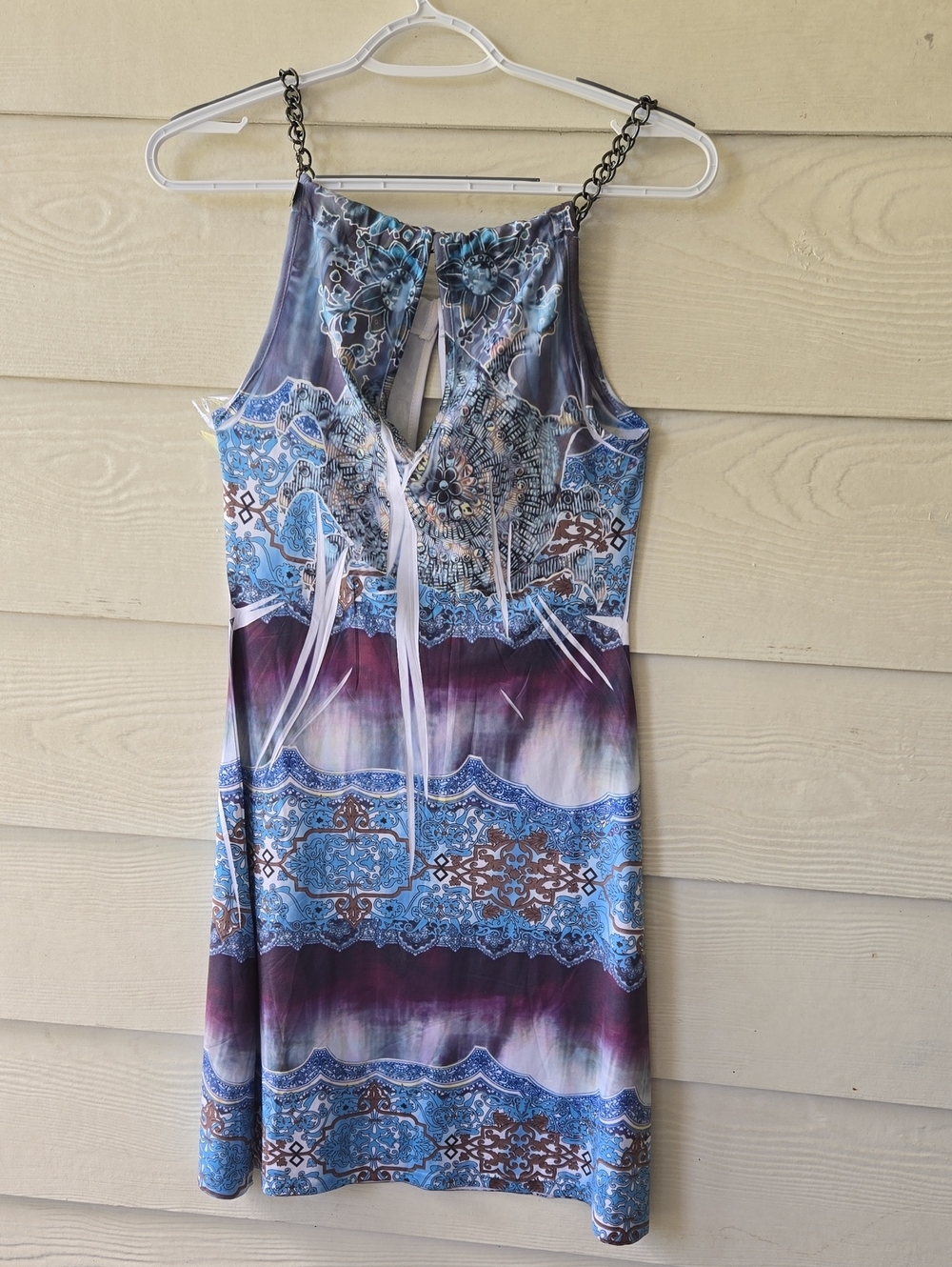 Cristinalove Blue & Purple Patterned Halter Mini Dress - Picture 3 of 13